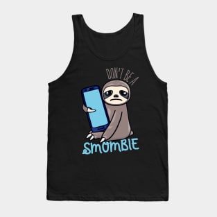 Smombie Sloth, Bored Sloth With Mobile Phone Tank Top